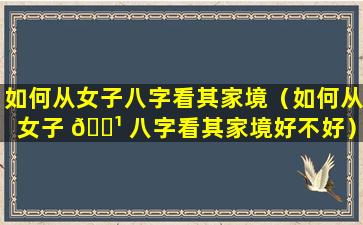 如何从女子八字看其家境（如何从女子 🌹 八字看其家境好不好）